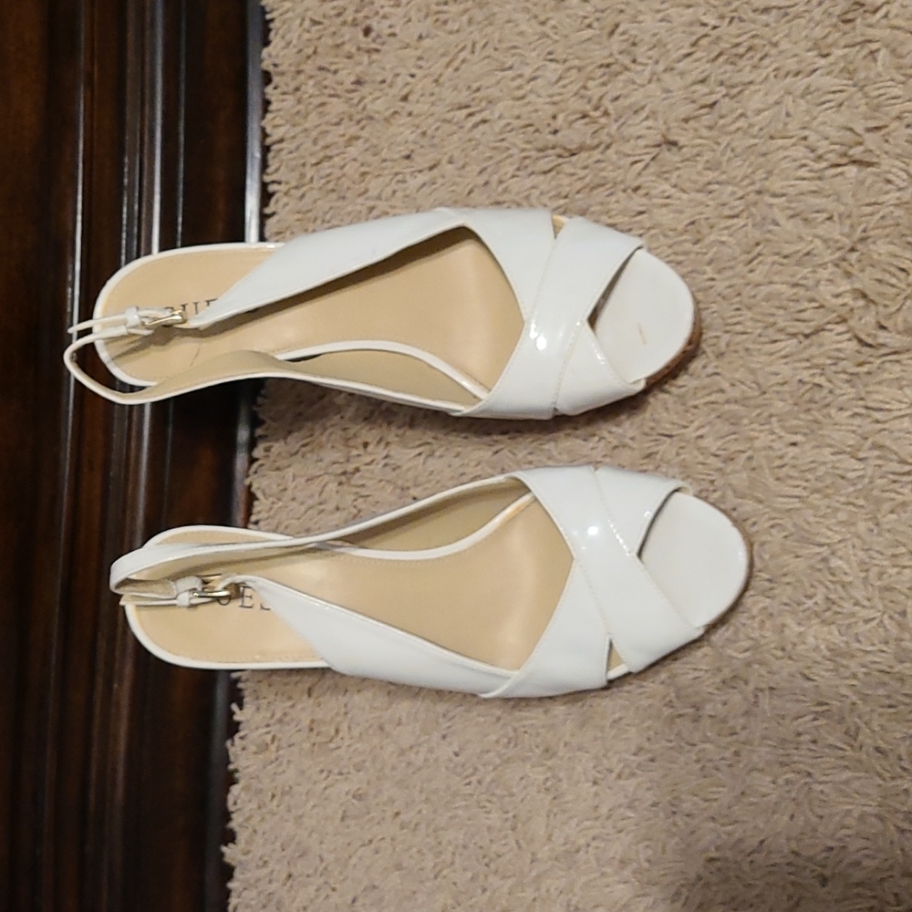 Guess white patent peep toe 8